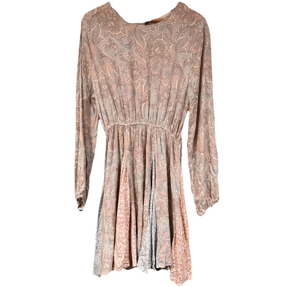 NEW Sugarfox Boutique A California Co Pastel Paisley Dress L Patchwork Whimsy
